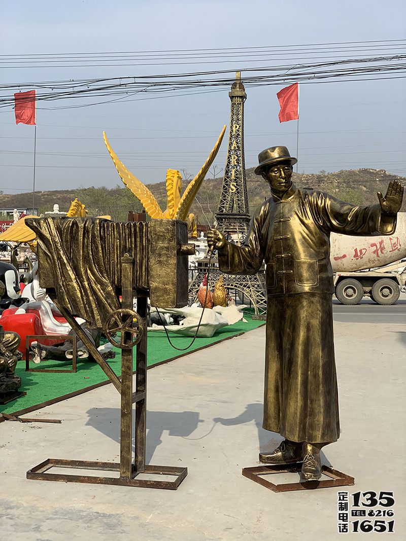 景區擺放玻璃鋼仿銅民俗拍照人物雕塑 景區擺放玻璃鋼仿銅民俗拍照人物雕塑