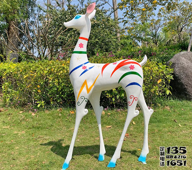 草坪景觀裝飾品玻璃鋼母鹿彩繪梅花鹿雕塑 草坪景觀裝飾品玻璃鋼母鹿彩繪梅花鹿雕塑