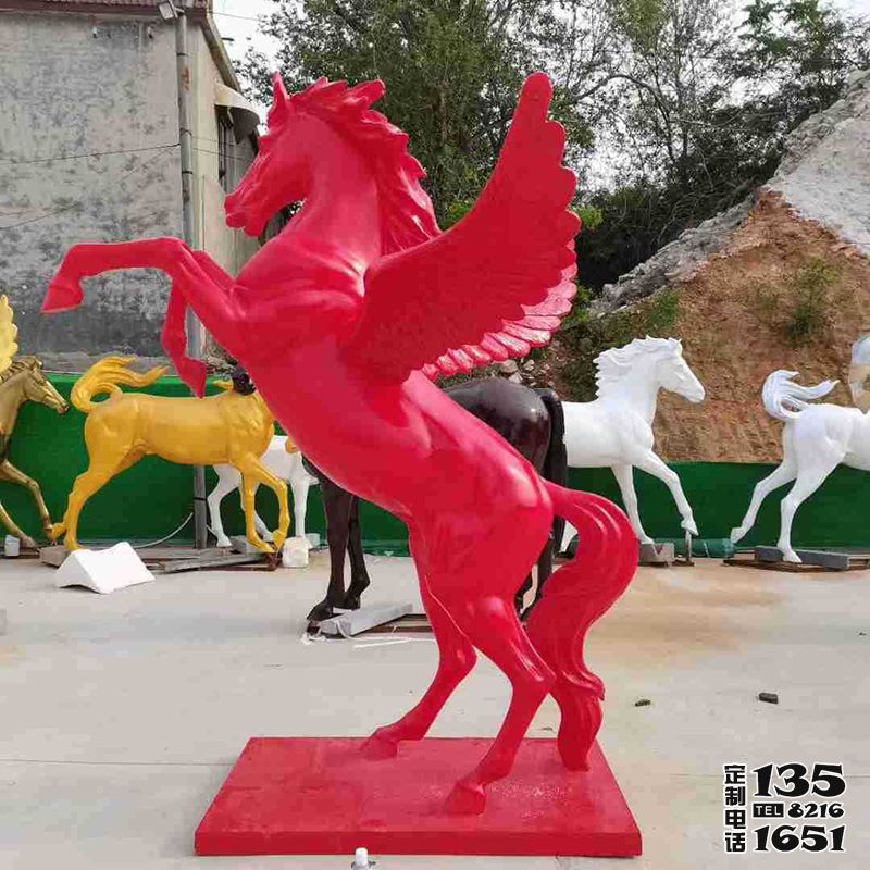 城市廣場(chǎng)玻璃鋼大型彩繪飛馬雕塑 城市廣場(chǎng)玻璃鋼大型彩繪飛馬雕塑