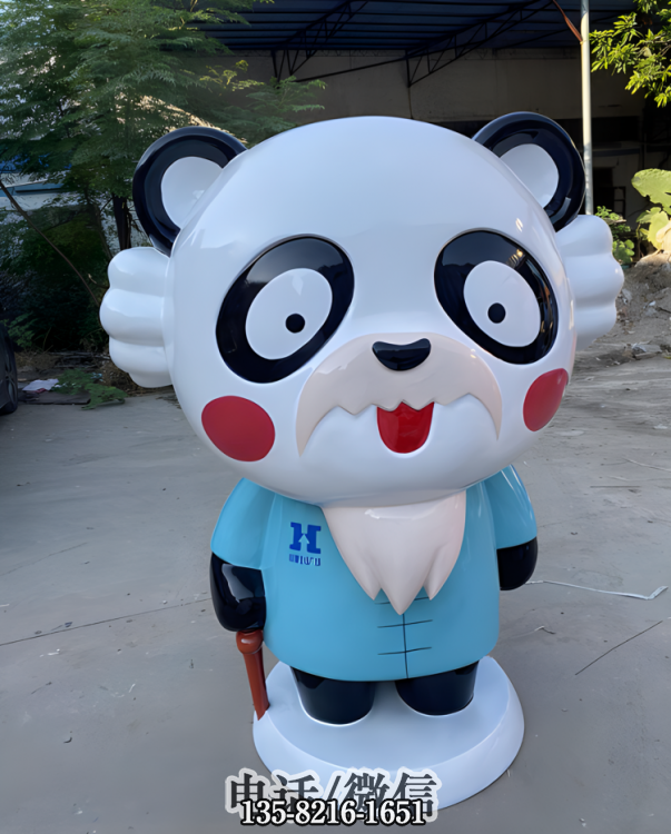 玻璃鋼卡通熊貓爺爺雕塑 玻璃鋼卡通熊貓爺爺雕塑